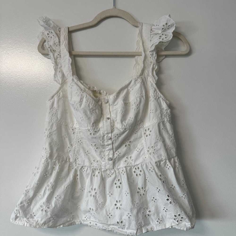 Eyelet Corset Peplum Top